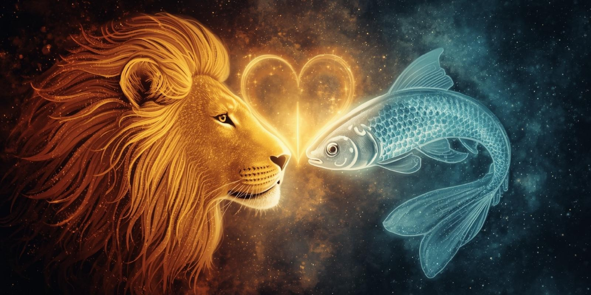 Leo and Pisces zodiac compatibility symbols
